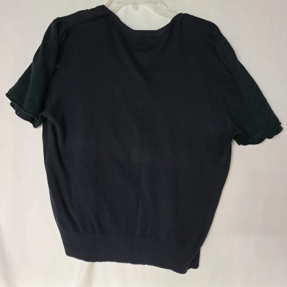 NWOT Notations SZ XL Black Short Sleeve Black Cardigan Sweater - Picture 1 of 7